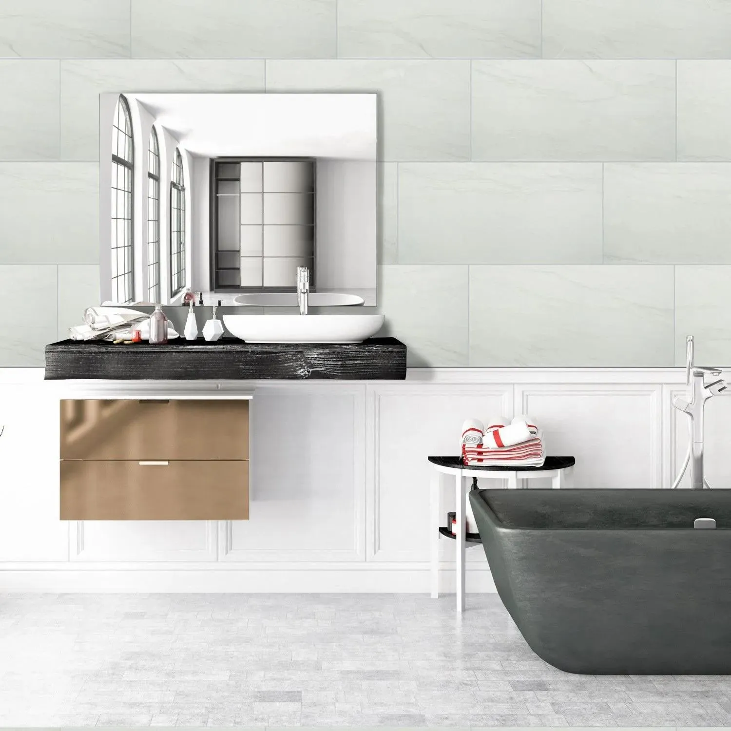 Durban White-Cool Matte 12" x 24" (NDURWHI1224) Marble Look Floor Tiles