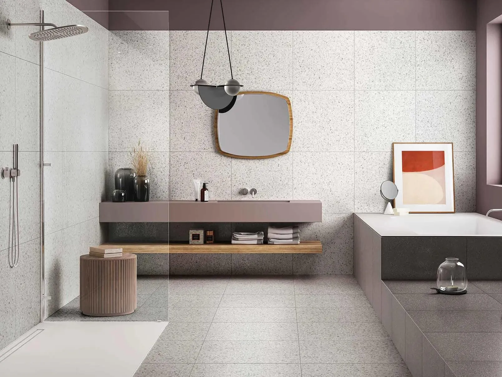 Flake White Medium Matte 24" x 24" (FLMEWH24M) Terrazzo Look Floor Tiles