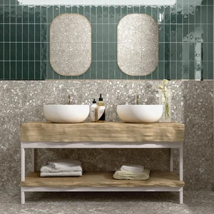 Image 2 of Jubilee Green Glossy Herringbone 2-1/2" x 8" (563109628G) Uniform Color Wall Tile sold at Floors & Baths Pro's