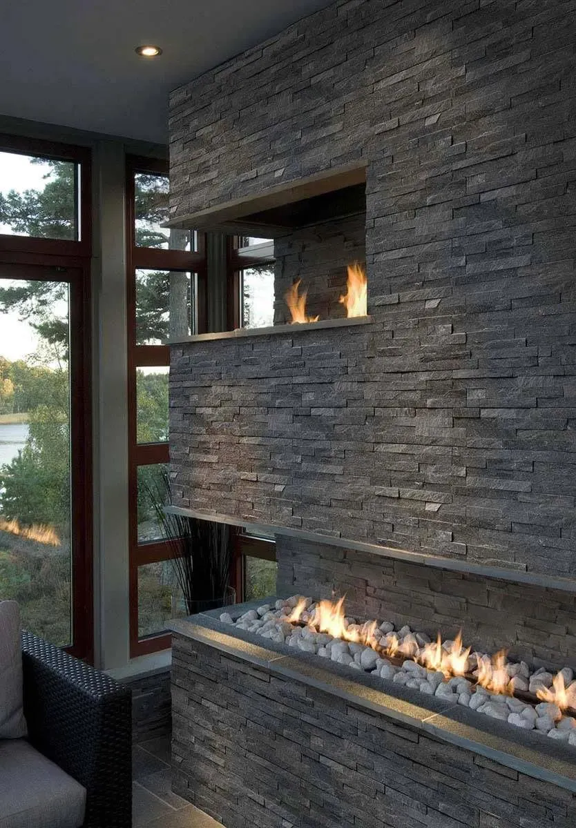 Coal Canyon Black Splitface 6" x 24" (LPNLQCOACAN624) Stone Wall Tile