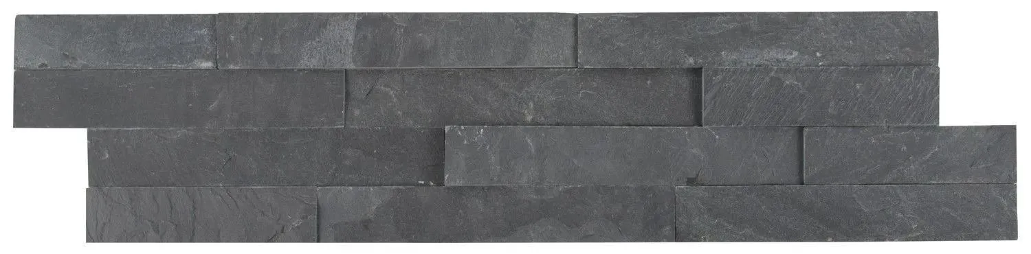 Premium Black Splitface 6" x 24" (LPNLSPREBLK624) Stone Wall Tile