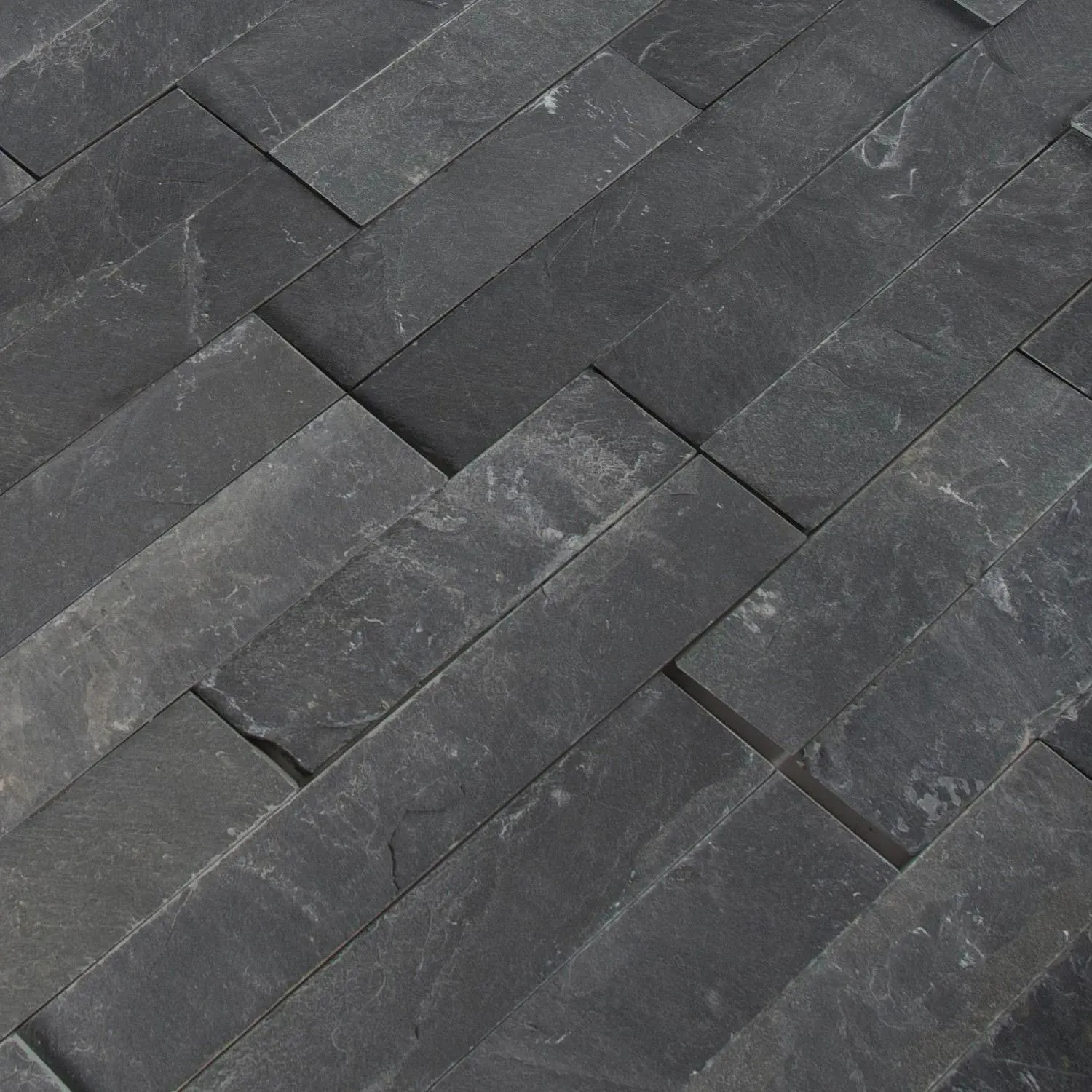 Premium Black Splitface 6" x 24" (LPNLSPREBLK624) Stone Wall Tile
