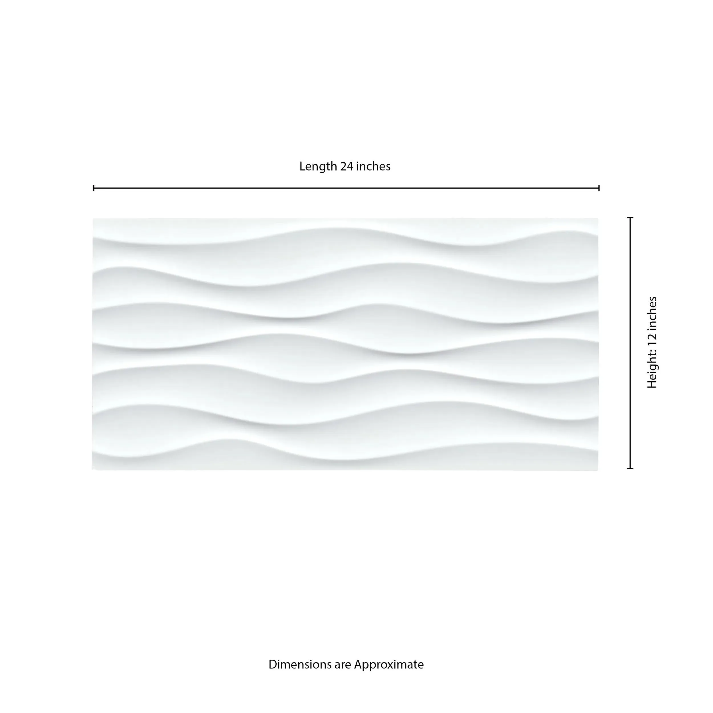 Dymo Wavy White-Cool Glossy 12" x 24" (NDYMWAVWHI1224G-N) Uniform Color Wall Tile