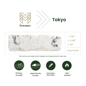 Image 4 of Manubric Faux Brick Tokyo 8" x 2.5" (BBT60010 Manubric) Brick Wall Tile sold at Floors & Baths Pro's