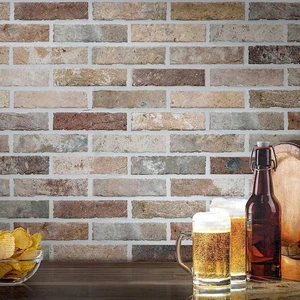 Image 3 of Tribeca Multicolor Textured 2" x 10" (J85885) Brick Wall Tile sold at Floors & Baths Pro's
