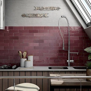 Image 3 of Artisan Burgundy Glossy 2-1/2" x 8" (AR24467N) Uniform Color Wall Tile sold at Floors & Baths Pro's
