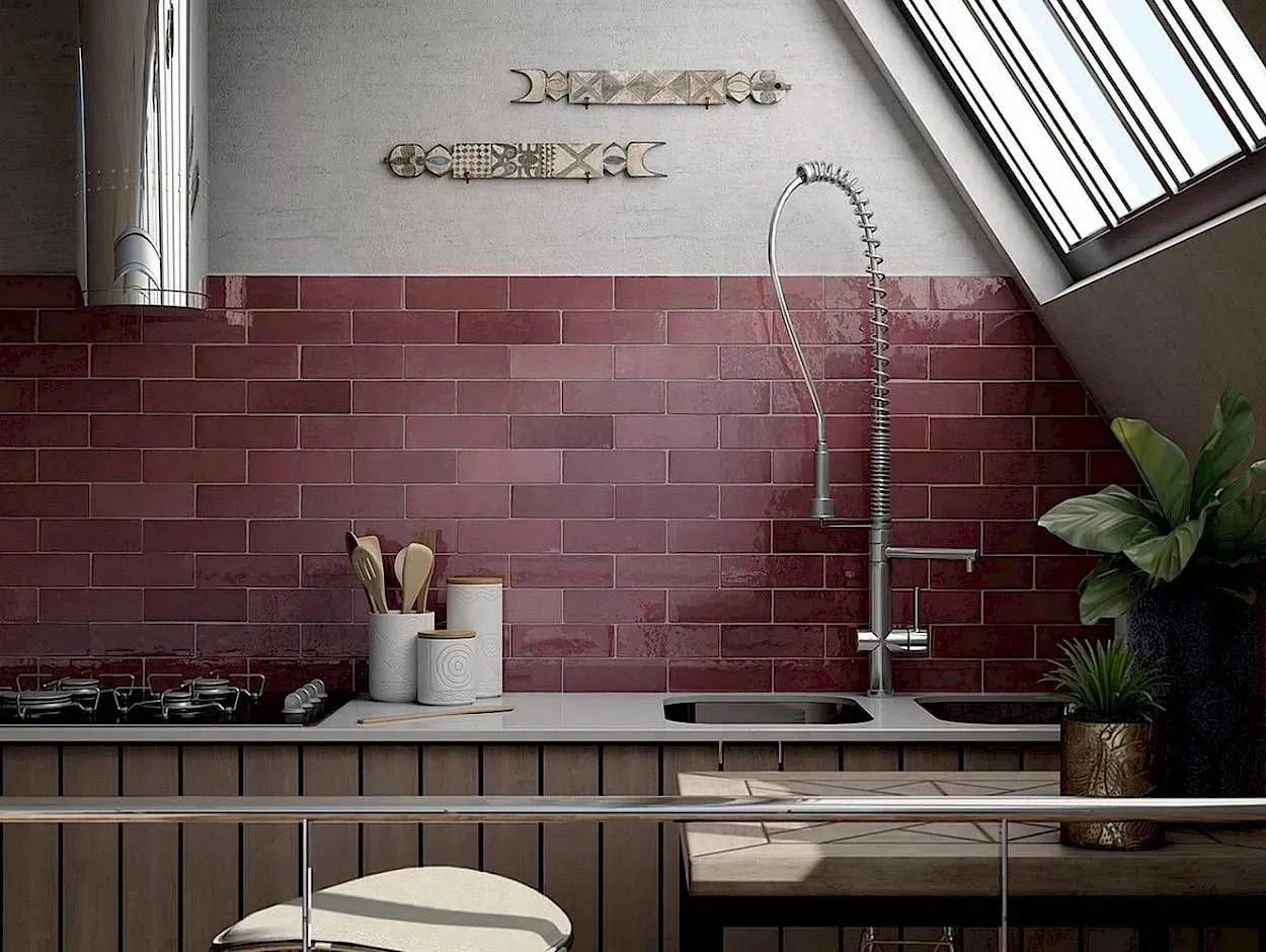 Artisan Burgundy Glossy 2-1/2" x 8" (AR24467N) Uniform Color Wall Tile