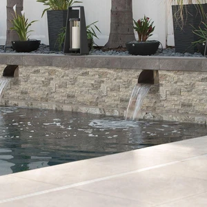 Image 2 of RockMount Silver Travertine Splitface 6" x 24" (LPNLTSIL624) Brick Wall Tile sold at Floors & Baths Pro's