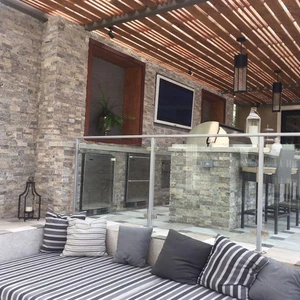 Image 3 of RockMount Silver Travertine Splitface 6" x 24" (LPNLTSIL624) Brick Wall Tile sold at Floors & Baths Pro's