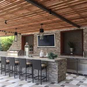 Image 5 of RockMount Silver Travertine Splitface 6" x 24" (LPNLTSIL624) Brick Wall Tile sold at Floors & Baths Pro's
