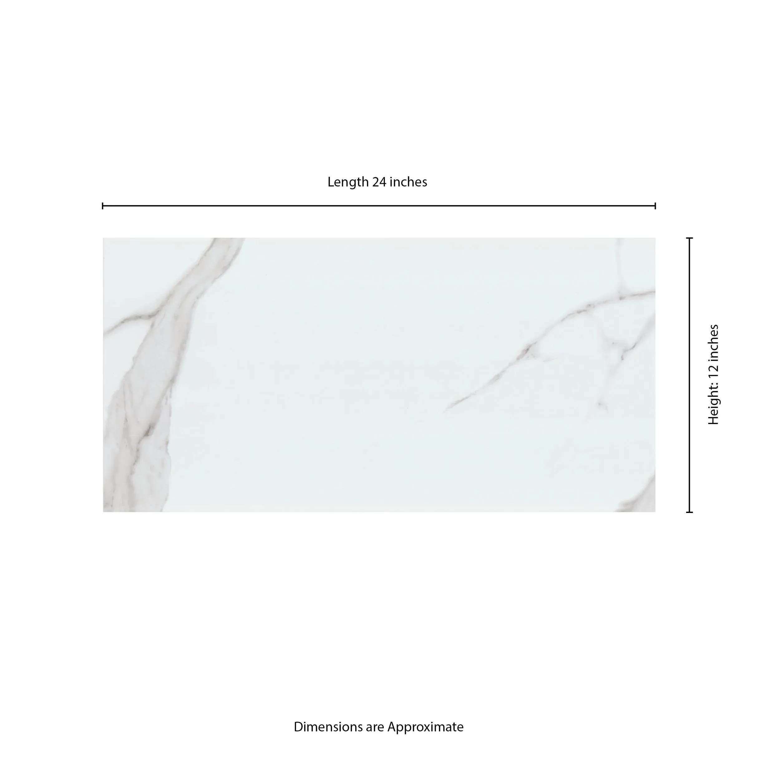 Dymo Statuary White-Cool Glossy 12" x 24" (NDYMSTAWHI1224G-N) Marble Wall Tile