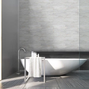 Image 2 of Arctic White-Cool Splitface 4-1/2" x 16" (LPNLQARCWHI4.516-MINI) Stone Wall Tile sold at Floors & Baths Pro's