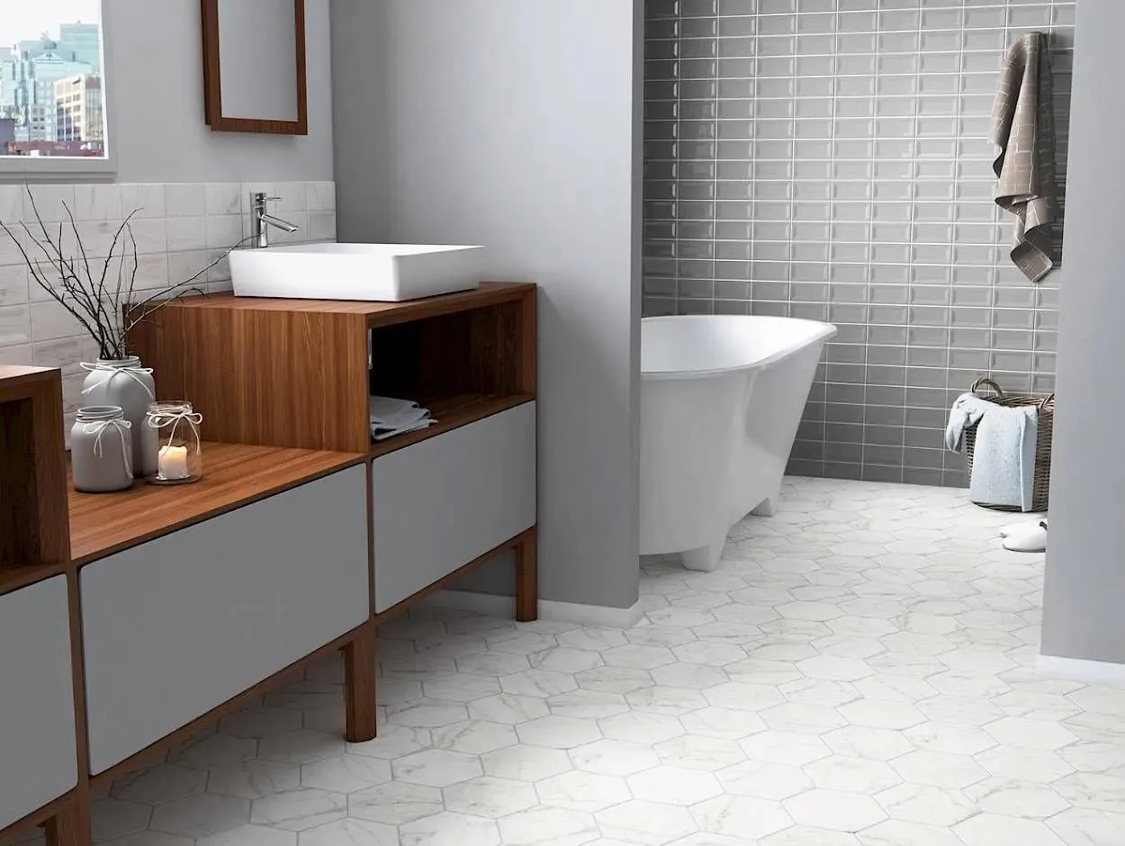 Carrara Hexagon Matte 7" x 8" (CA23101N) Marble Wall Tile