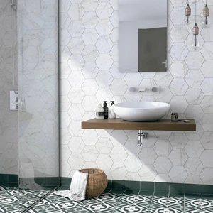 Image 4 of Carrara Hexagon Matte 7" x 8" (CA23101N) Marble Wall Tile sold at Floors & Baths Pro's