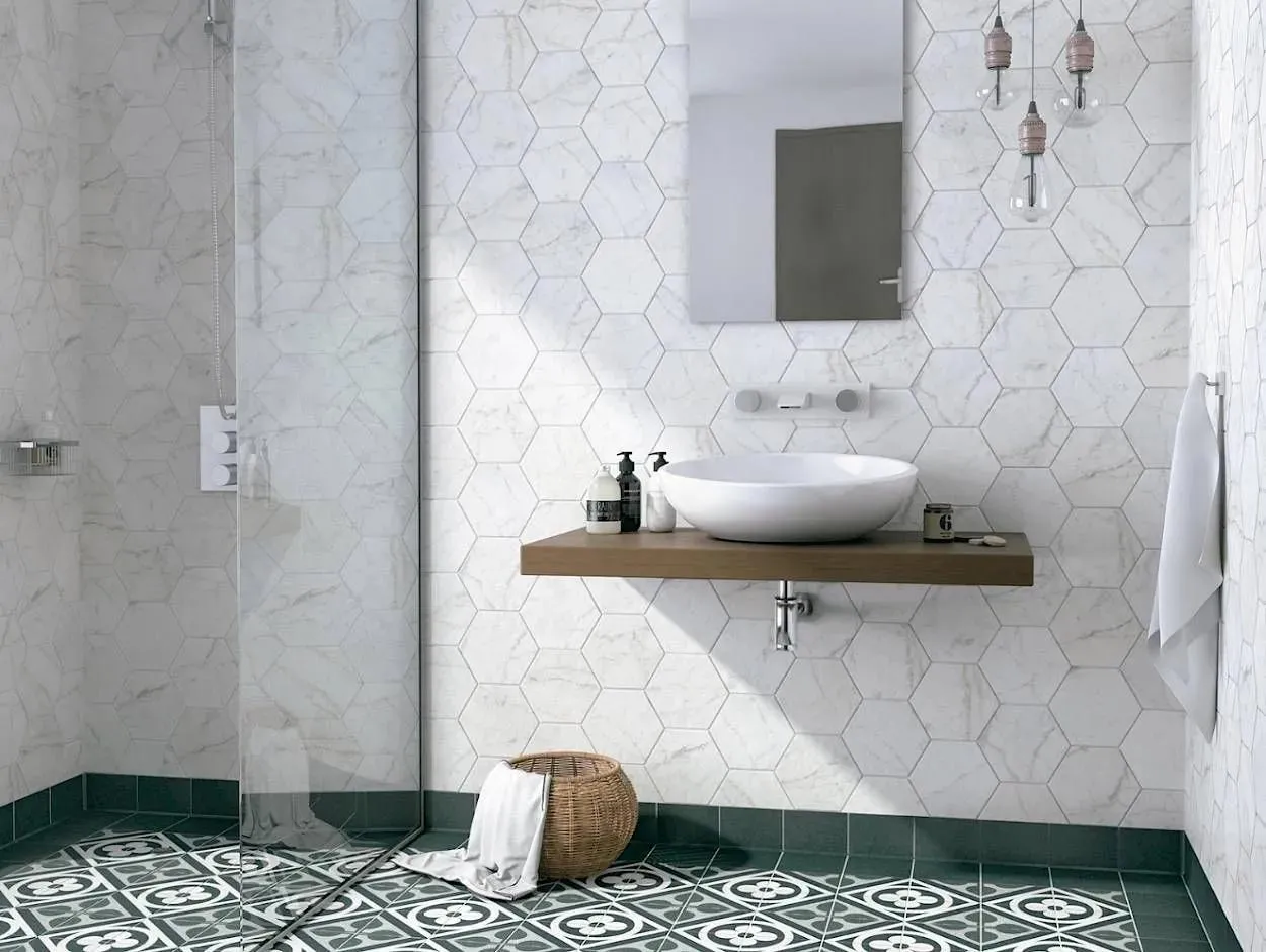 Carrara Hexagon Matte 7" x 8" (CA23101N) Marble Wall Tile