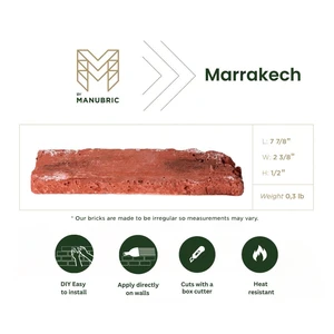 Image 4 of Manubric Faux Brick Marrakech 8" x 2.5" (BRM60010 Manubric) Brick Wall Tile sold at Floors & Baths Pro's