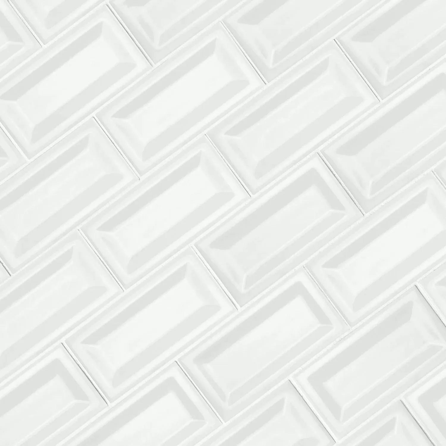 Whisper Inverted Bevel White-Cool Glossy 3" x 6" (NWHIGLO3X6INVBEV-N) Uniform Color Wall Tile