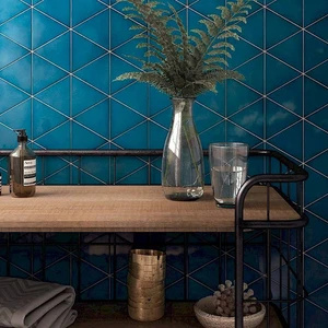 Image 3 of Scale Triangolo Electric Blue Glossy 4-1/2" x 5" (TR23822) Subway Wall Tile sold at Floors & Baths Pro's