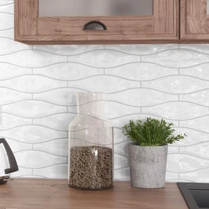 Image 2 of Wave White 3" x 12" (WAVWHI0312G) Uniform Color Wall Tile sold at Floors & Baths Pro's