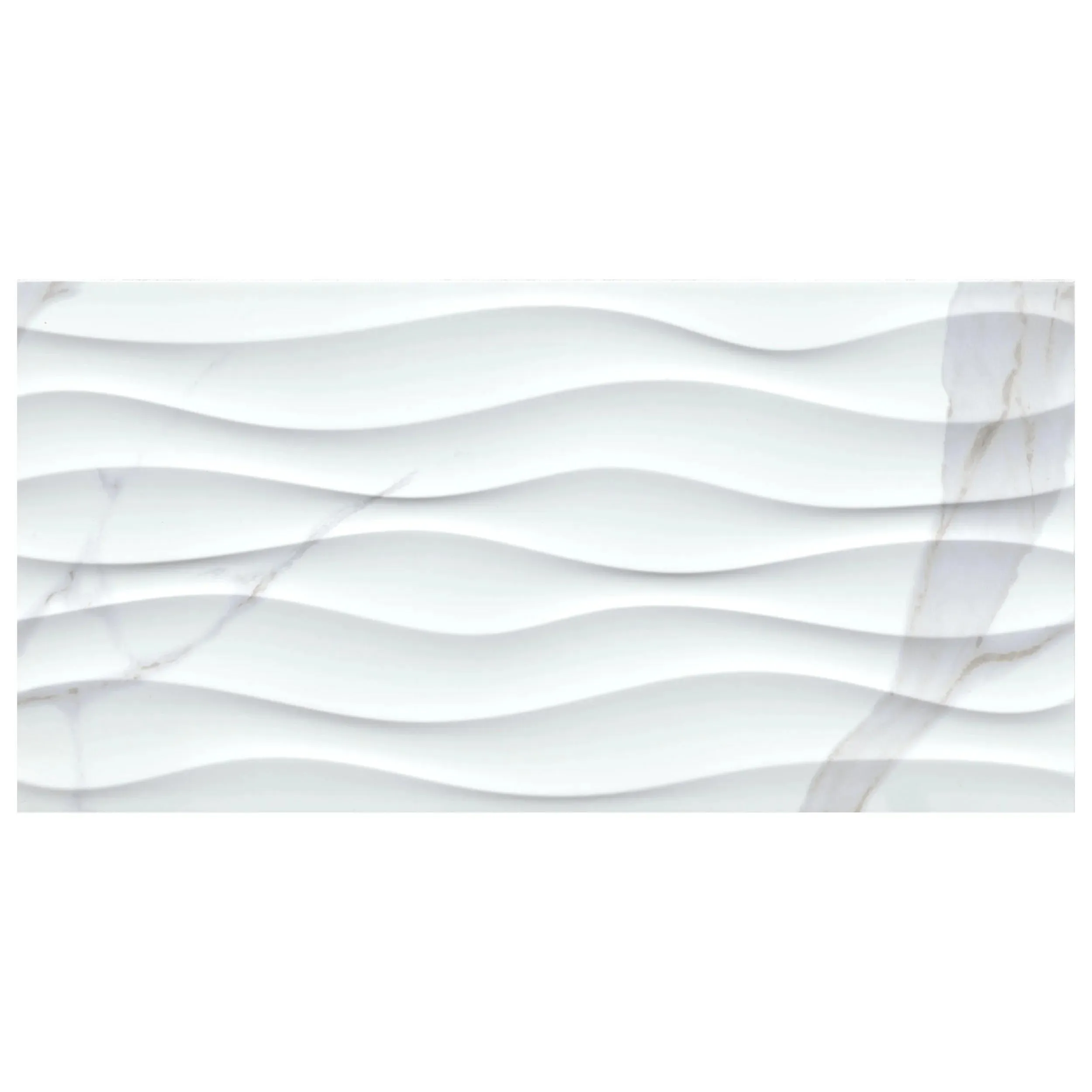 Dymo Statuary Wavy White-Cool Glossy 12" x 24" (NDYMSTAWAVWHI1224G-N) Marble Wall Tile