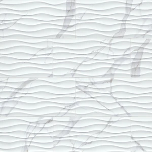 Image 2 of Dymo Statuary Wavy White-Cool Glossy 12" x 24" (NDYMSTAWAVWHI1224G-N) Marble Wall Tile sold at Floors & Baths Pro's