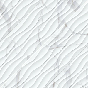 Image 3 of Dymo Statuary Wavy White-Cool Glossy 12" x 24" (NDYMSTAWAVWHI1224G-N) Marble Wall Tile sold at Floors & Baths Pro's