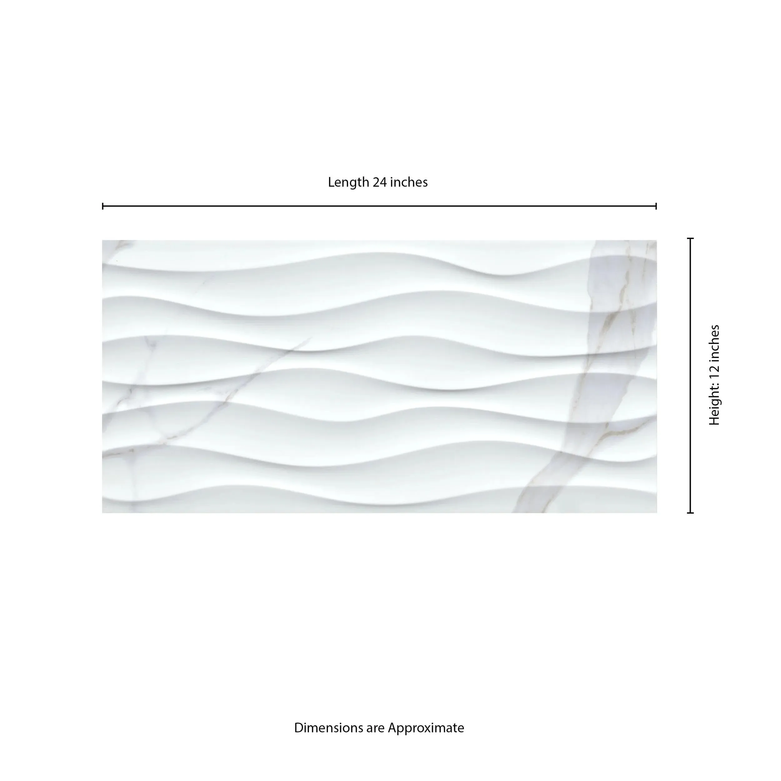 Dymo Statuary Wavy White-Cool Glossy 12" x 24" (NDYMSTAWAVWHI1224G-N) Marble Wall Tile