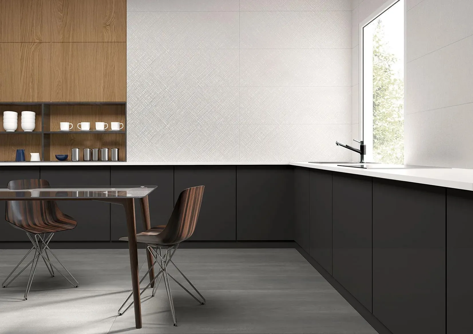 Essential Tartan White Matte 16" x 48" (ESSTAR1648MR) Marble Wall Tile