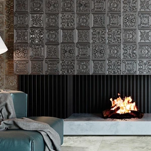 Image 3 of Gatsby Lead Tin Matte 8" x 8" (GALETI) Metal Wall Tile sold at Floors & Baths Pro's