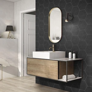Image 2 of Jubilee Hex Black Matte 8" x 9" (563104089X) Uniform Color Wall Tile sold at Floors & Baths Pro's
