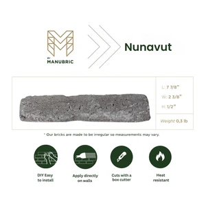Image 3 of Manubric Faux Brick Nunavut 8" x 2.5" (BGN60010 Manubric) Brick Wall Tile sold at Floors & Baths Pro's