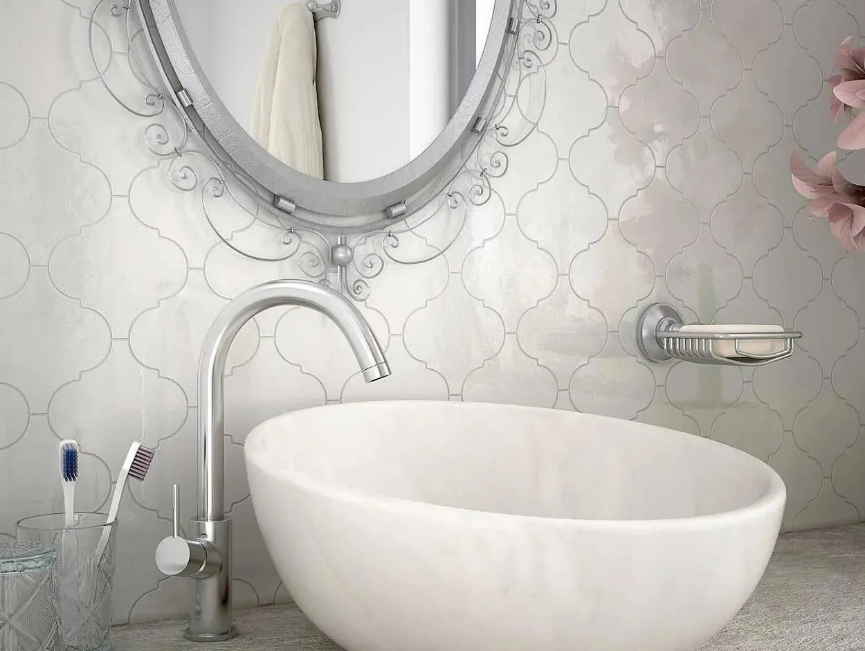 Scale Alhambra White Polished 5" x 5" (AL21932) Uniform Color Wall Tile