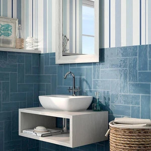 Image 4 of Maiolica Blue Steel Glossy 4" x 10" (MAIW641410) Uniform Color Wall Tile sold at Floors & Baths Pro's