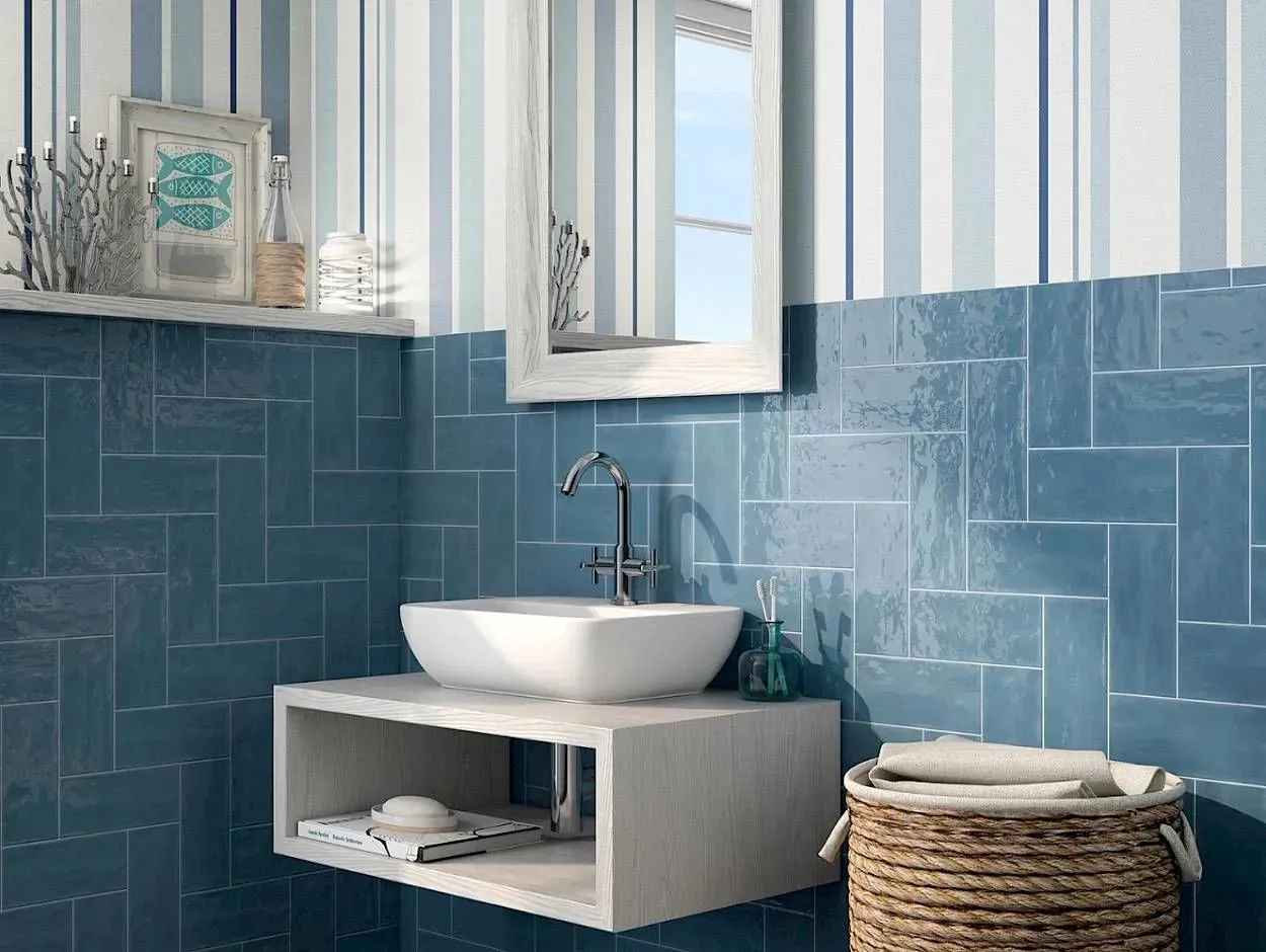 Maiolica Blue Steel Glossy 4" x 10" (MAIW641410) Uniform Color Wall Tile