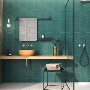Image 2 of Jubilee Hex Green Matte 8" x 9" (563109689X) Uniform Color Wall Tile sold at Floors & Baths Pro's