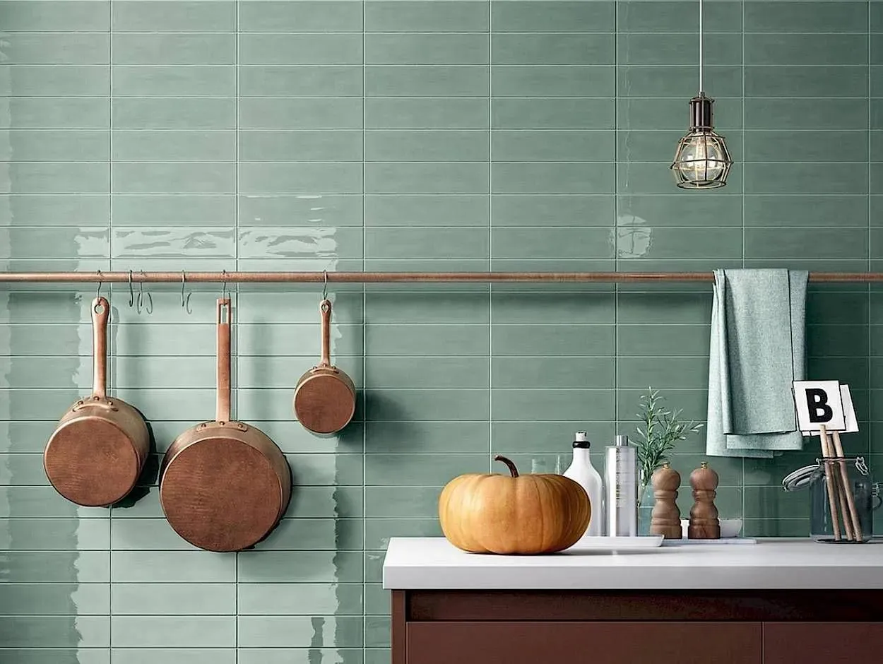 Slash Sage Glossy Textured 3" x 12" (SLSH173SV) Subway Wall Tile