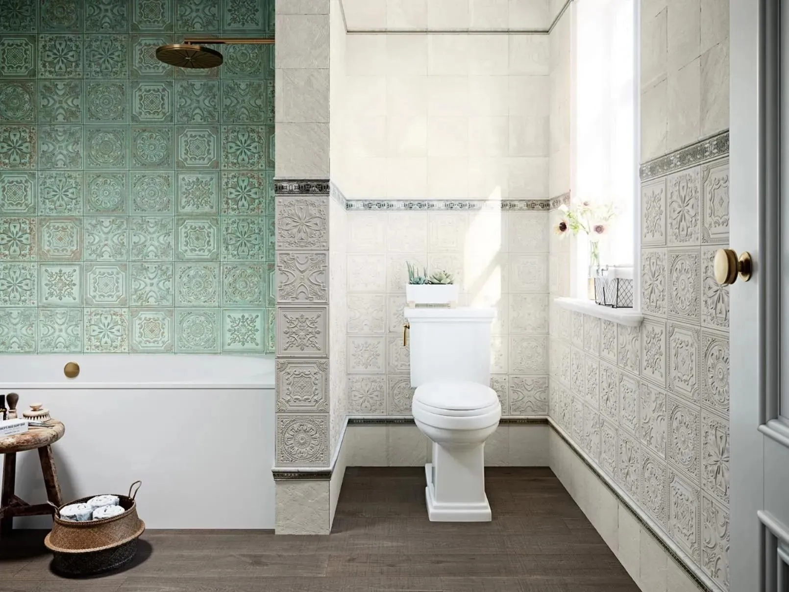 Gatsby Green Tin Matte 8" x 8" (GAGRTI) Metal Wall Tile