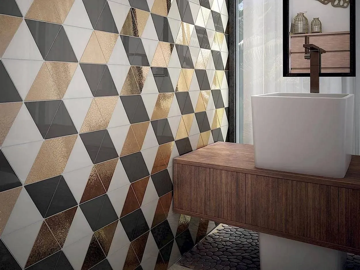 Scale Triangolo Metallic Glossy 4-1/2" x 5" (TR23823) Subway Wall Tile