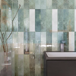 Image 3 of Calm Moss Glossy 2" x 10" (CAMO210) Plain, Textured Wall Tile sold at Floors & Baths Pro's