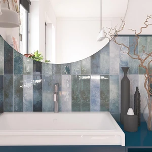 Image 3 of Calm Lapis Glossy 2" x 10" (CALA210) Plain, Textured Wall Tile sold at Floors & Baths Pro's