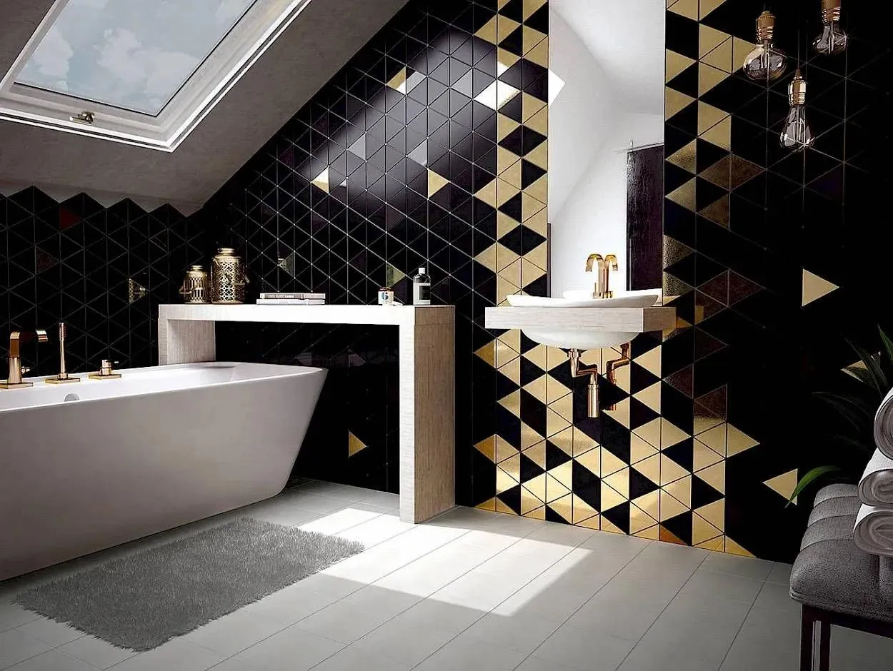 Scale Triangolo Black Glossy 4-1/2" x 5" (TR23821) Subway Wall Tile