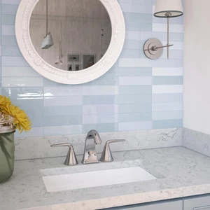 Image 3 of Calm Amalfi Glossy 2" x 10" (CAAM210) Plain, Textured Wall Tile sold at Floors & Baths Pro's