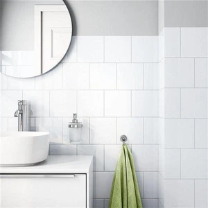 Image 2 of White Glossy 6" x 6" (WI-60) Uniform Color Wall Tile sold at Floors & Baths Pro's