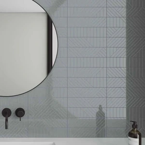 Image 2 of Geometra Charcoal Glossy Maze 3" x 12" (4000-0302-0) Glass Wall Tile sold at Floors & Baths Pro's
