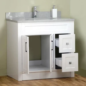 Image 2 of 36" Shaker Style White Vanity with Stone Top sold at Floors & Baths Pro's