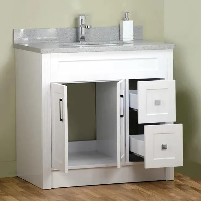 36" Shaker Style White Vanity with Stone Top