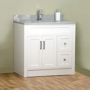 Image 3 of 36" Shaker Style White Vanity with Stone Top sold at Floors & Baths Pro's