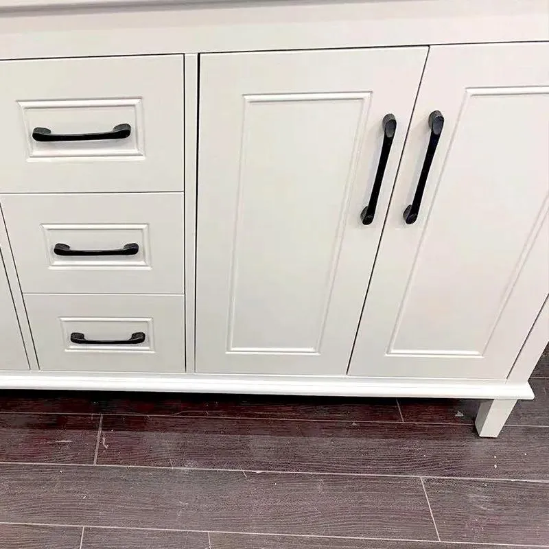 60" European Style Double-Sink Grey Vanity with Stone Top