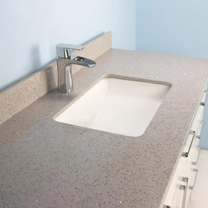 Image 3 of 60" Solid Wood Single-Sink White Vanity with Stone Top sold at Floors & Baths Pro's