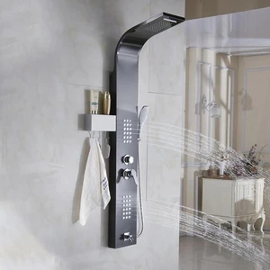 Multi-Function Stainless Steel Shower System with Hand Shower (Black) | Floors & Baths Pro's